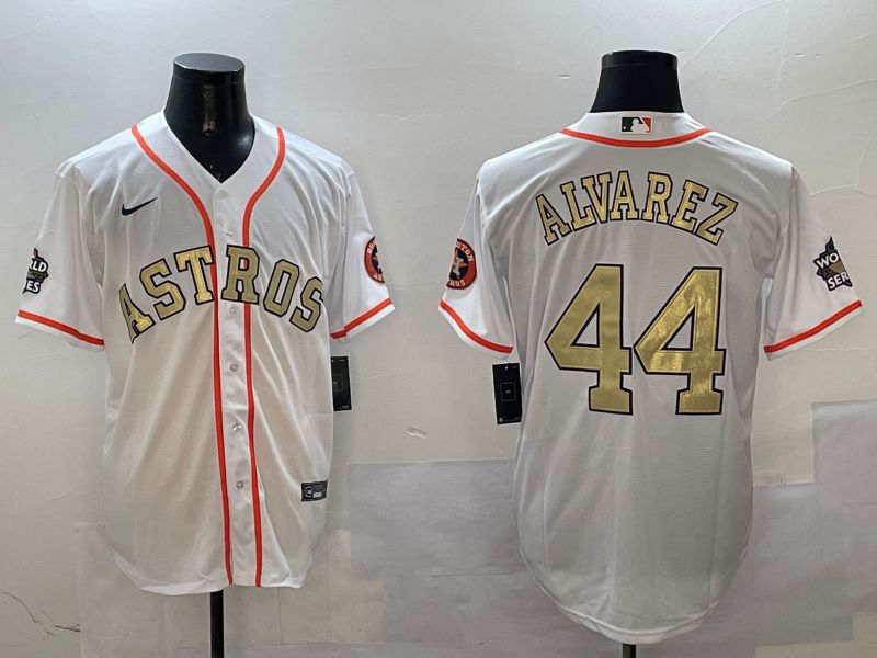 Men Houston Astros #44 Alvarez White Gold Game 2025 Nike MLB Jersey style 1->san diego padres->MLB Jersey